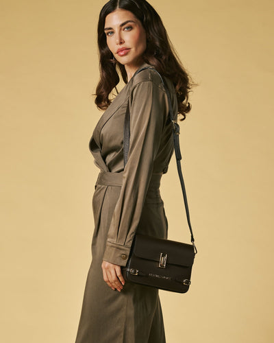 Mirella (dark brown) - Italian calf leather women's crossbody bag (with shoulder strap), by Leather Gloves Online