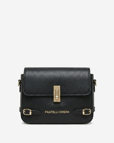 Mirella (black) - Italian calf leather women's crossbody bag (with shoulder strap), by Leather Gloves Online