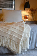 Multi Striped Natural Throw Blanket 2