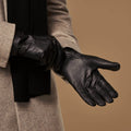 Noah (black) – Luxurious deerskin leather gloves with warm wool lining 5