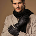 Noah (black) – Luxurious deerskin leather gloves with warm wool lining 6