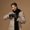 Noah (black) – Luxurious deerskin leather gloves with warm wool lining 8