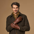 Noah (brown) – Luxurious deerskin leather gloves with warm wool lining 5