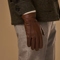 Noah (brown) – Luxurious deerskin leather gloves with warm wool lining 3