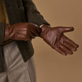 Noah (brown) – Luxurious deerskin leather gloves with warm wool lining 6