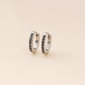 Black Gem Huggie Hoop Earrings 2