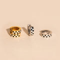 Checkered Chunky Huggie Hoop Earrings 10