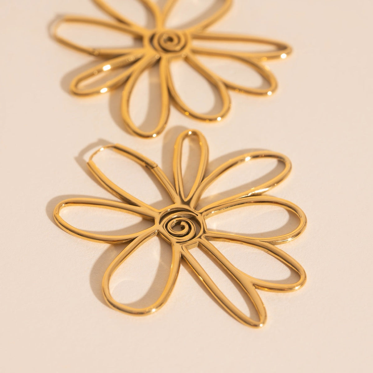 Jumbo Wire Floral Huggie Hoop Earrings