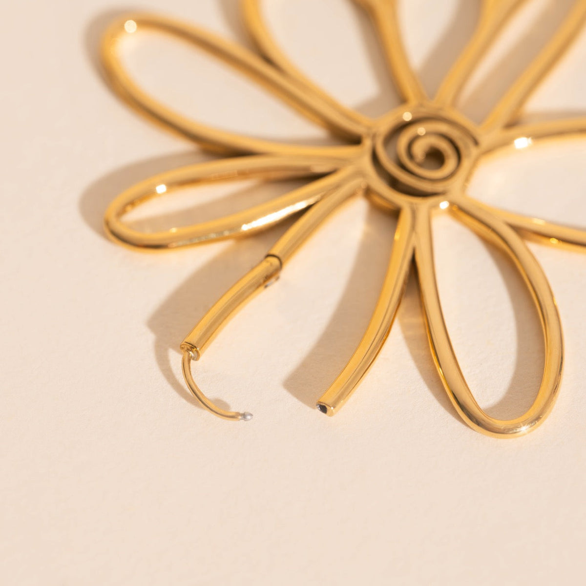 Jumbo Wire Floral Huggie Hoop Earrings