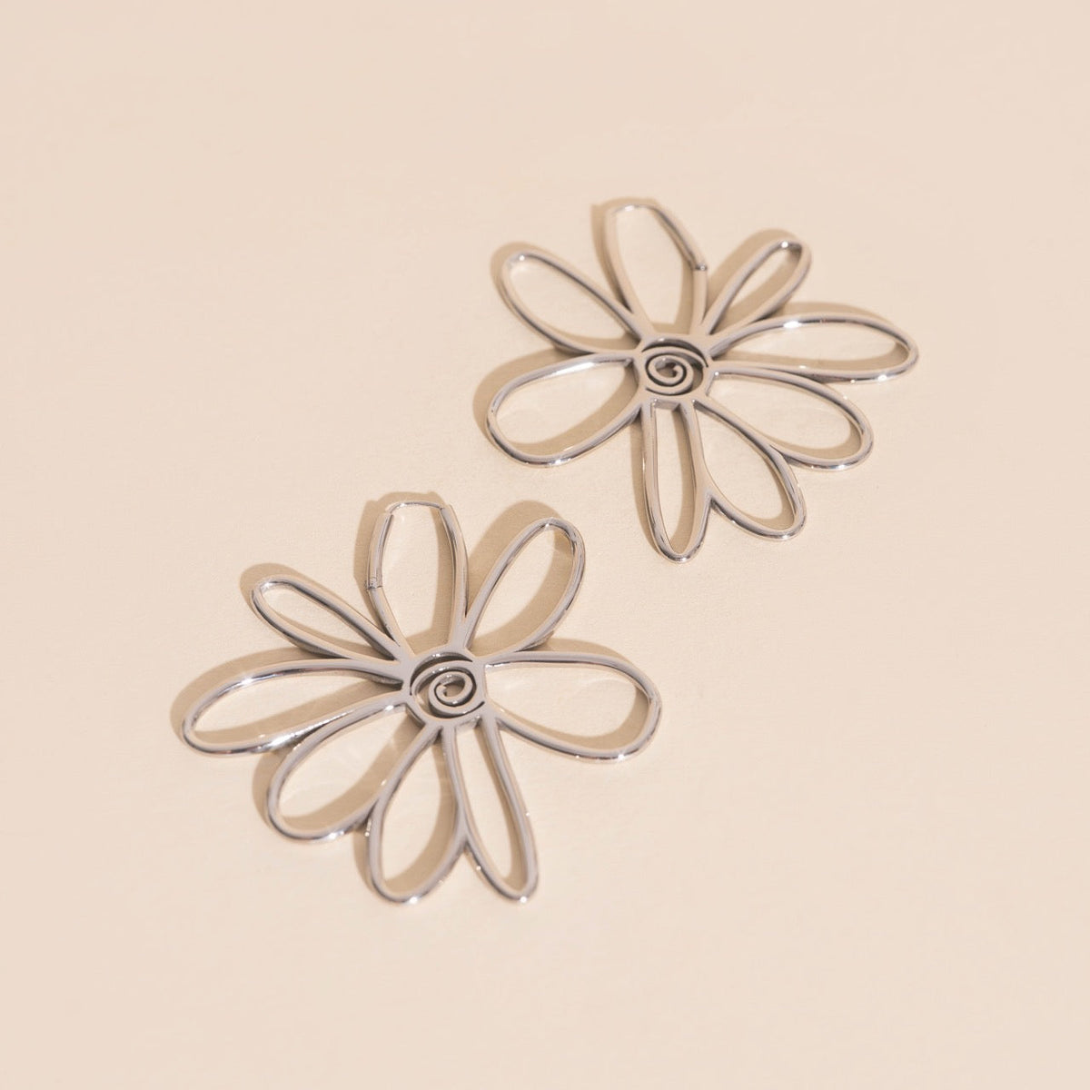 Jumbo Wire Floral Huggie Hoop Earrings