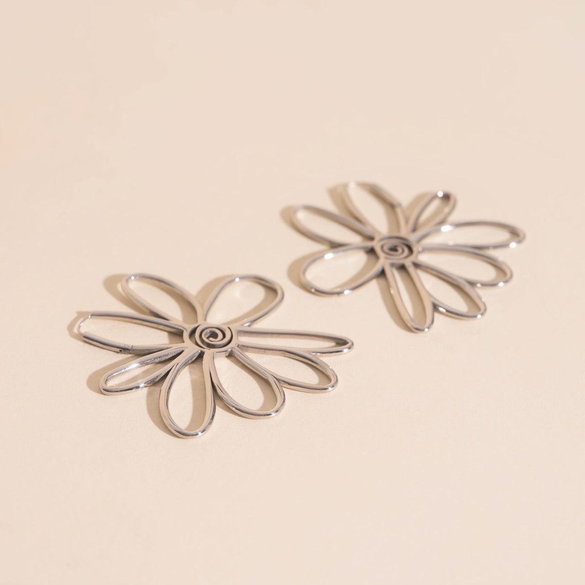 Jumbo Wire Floral Huggie Hoop Earrings