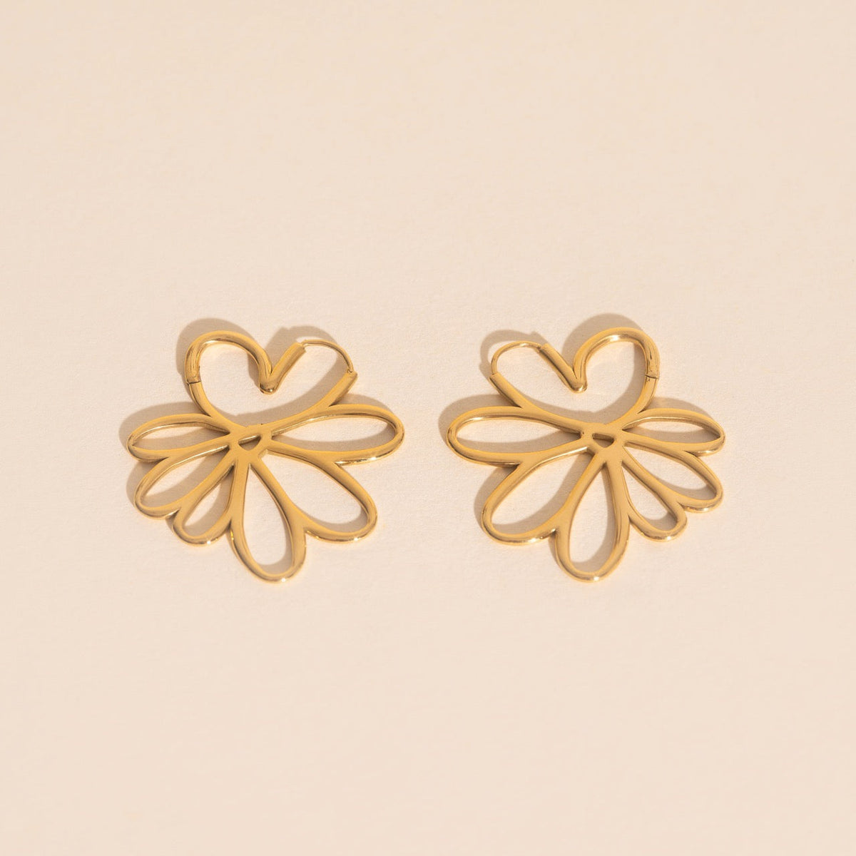 Wire Floral Huggie Hoop Earrings