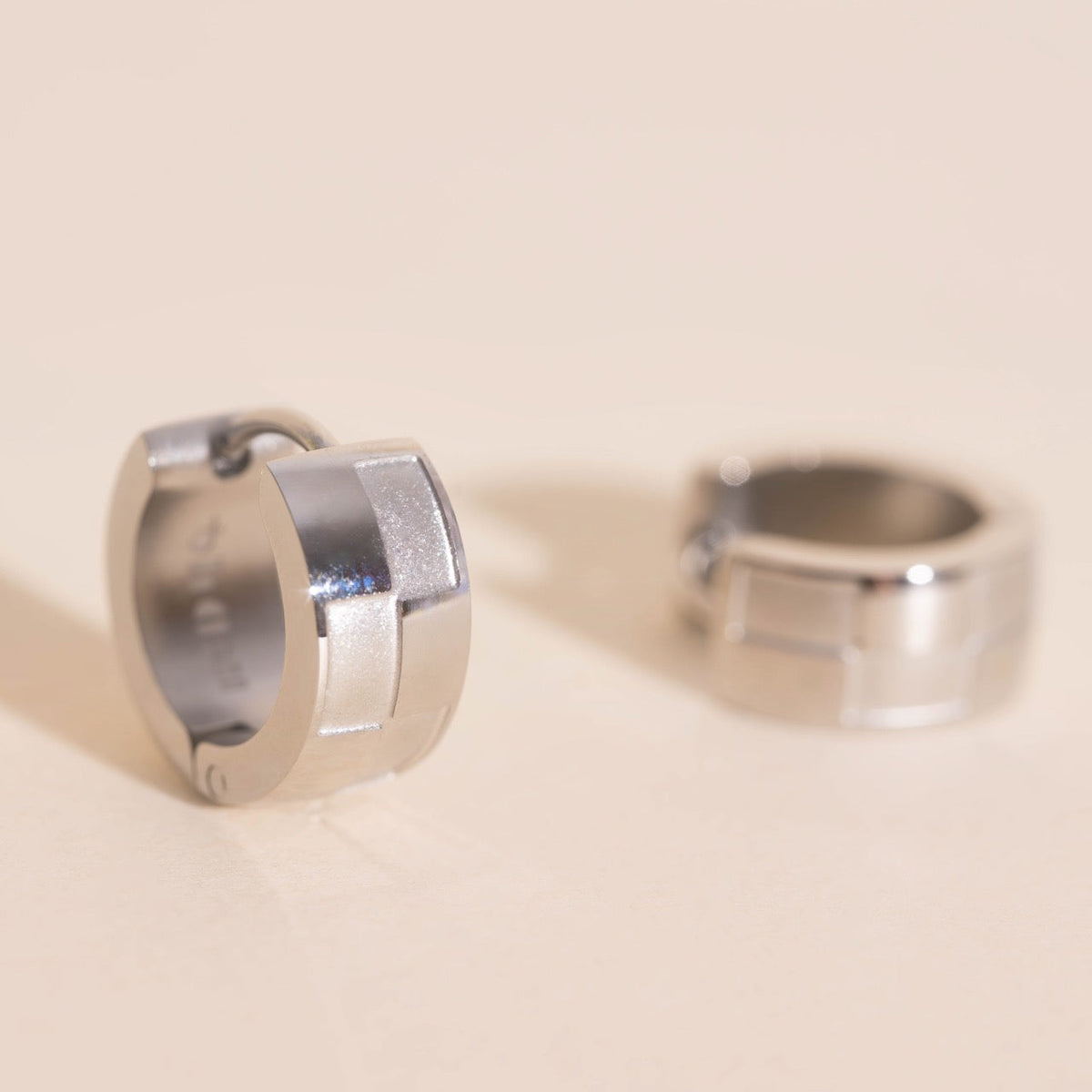Naked Checkered Rounded Super Chunky Huggie Hoop Earrings
