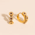 Sunflower 3D Huggie Hoop Earrings 1