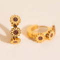 Sunflower 3D Huggie Hoop Earrings 4