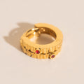Red Crystal Textured Huggie Hoop Earrings 2