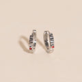 Red Crystal Textured Huggie Hoop Earrings 6