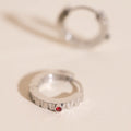 Red Crystal Textured Huggie Hoop Earrings 7