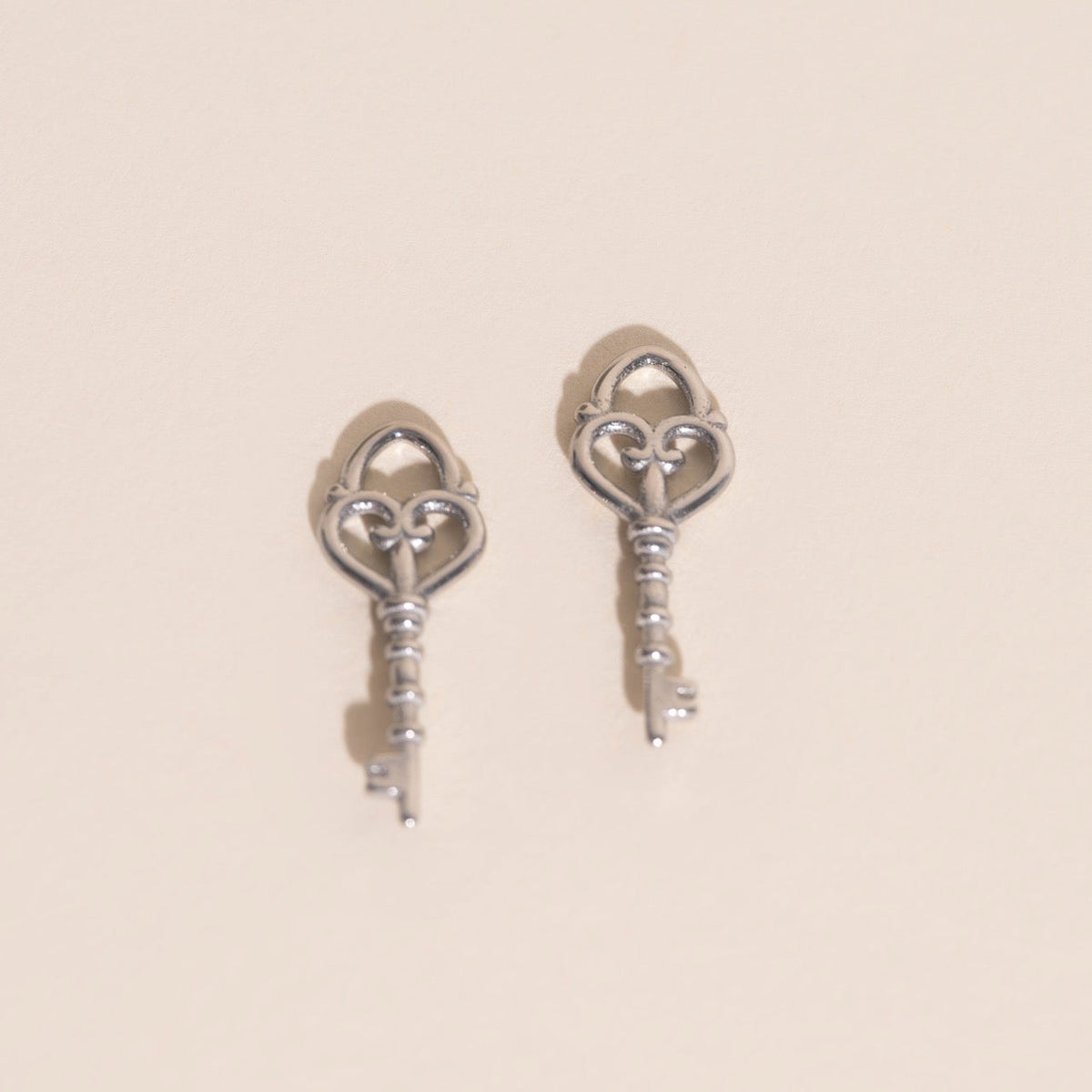Key Heart Huggie Hoop Charms