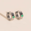 Textured Emerald Crystal Chunky Huggie Hoop Earrings 5