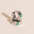 Textured Emerald Crystal Chunky Huggie Hoop Earrings 7