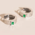 Textured Emerald Crystal Chunky Huggie Hoop Earrings 8