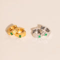 Textured Emerald Crystal Chunky Huggie Hoop Earrings 9