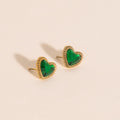 Emerald Heart Stud Earrings 4