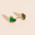 Emerald Heart Stud Earrings 2