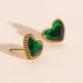 Emerald Heart Stud Earrings 1