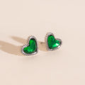 Emerald Heart Stud Earrings 7