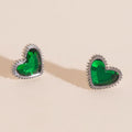 Emerald Heart Stud Earrings 6