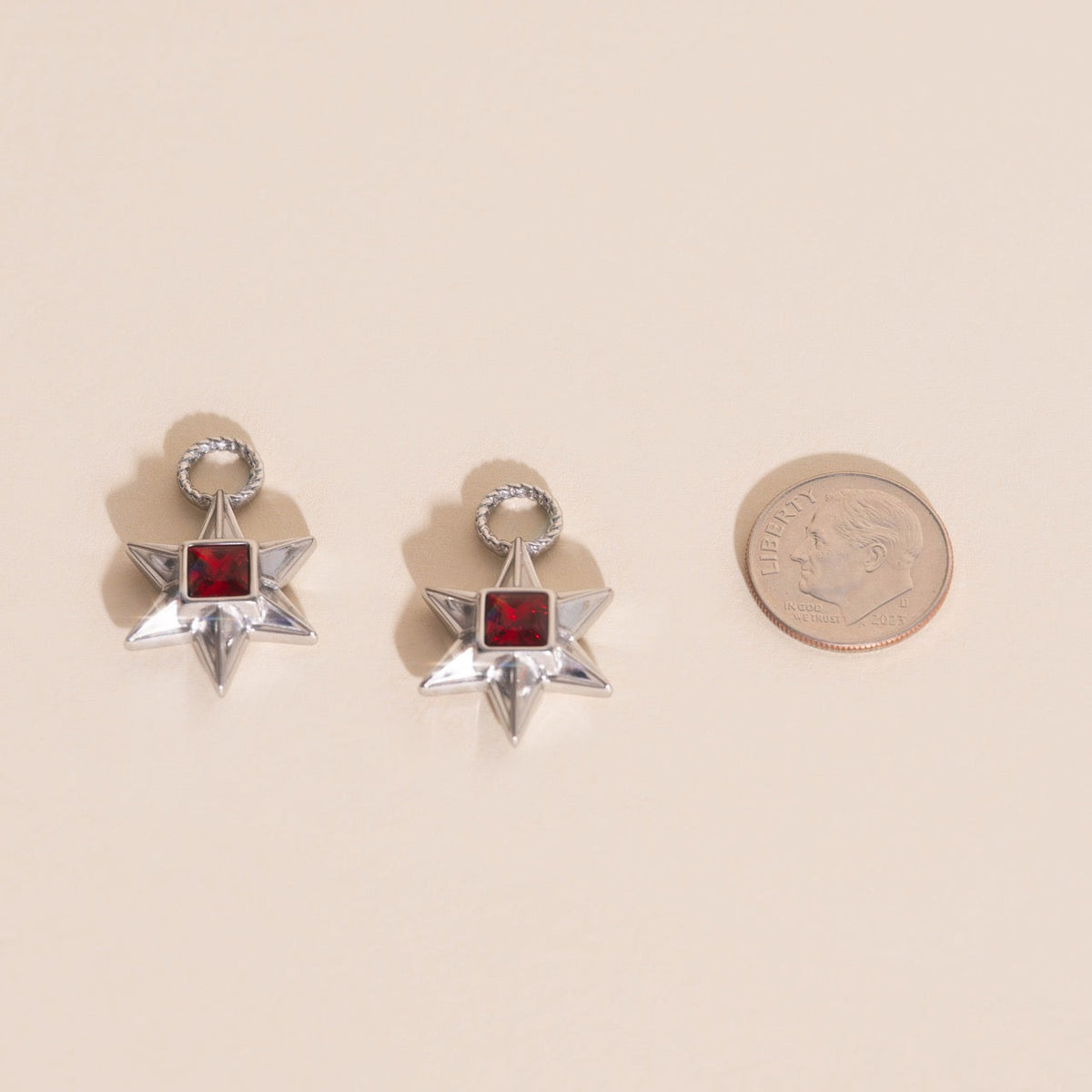 Ruby Star Chunky Huggie Hoop Charms