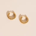 Rope Chunky Rounded Huggie Hoop Earrings 1