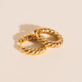 Rope Chunky Rounded Huggie Hoop Earrings 4