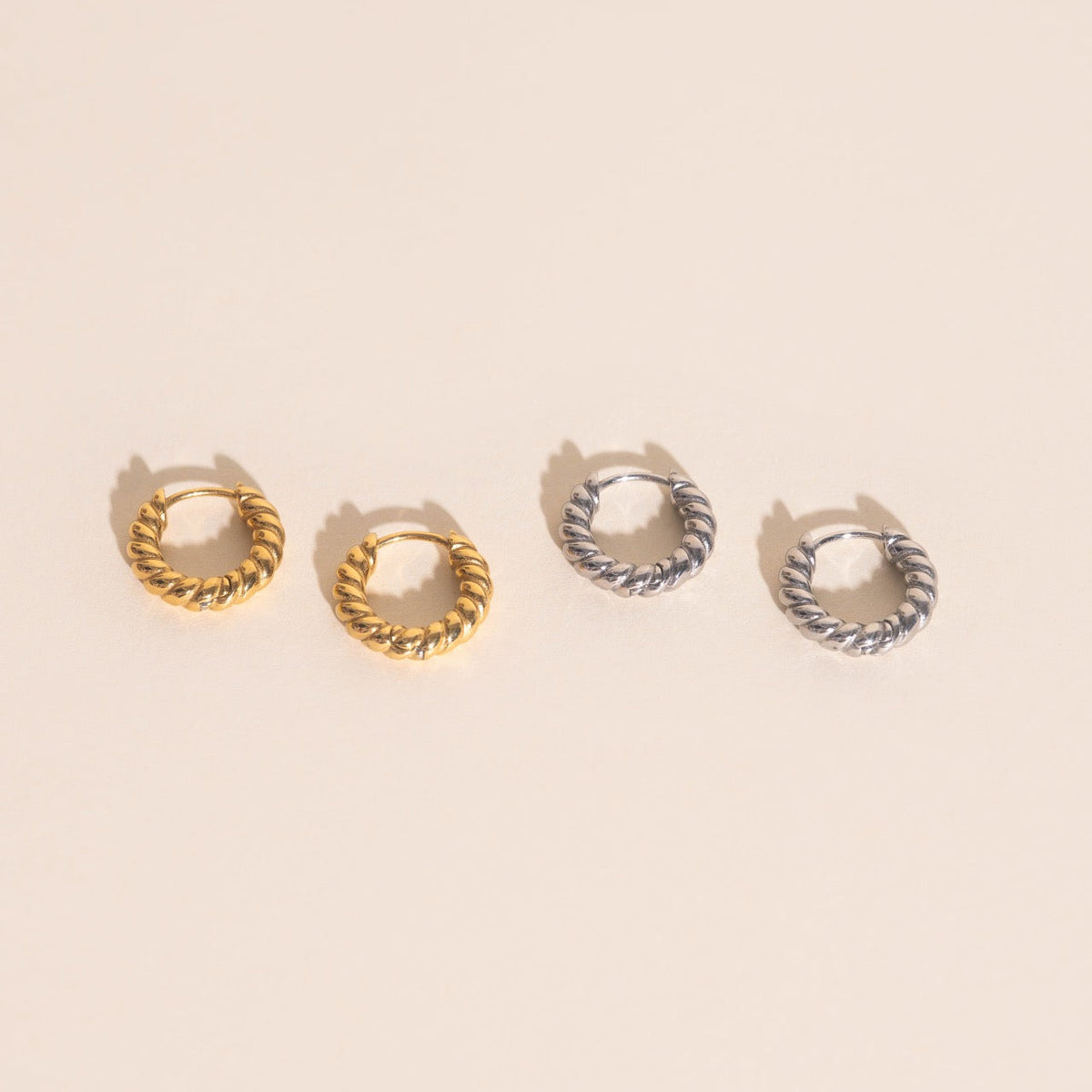 Rope Chunky Rounded Huggie Hoop Earrings