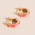 Color Block Chunky Rounded Huggie Hoop Earrings 9