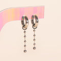 Beaded Metal Chain Chunky Huggie Hoop Charms 6