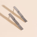 Flat Hammered Bar Stud Earrings 5