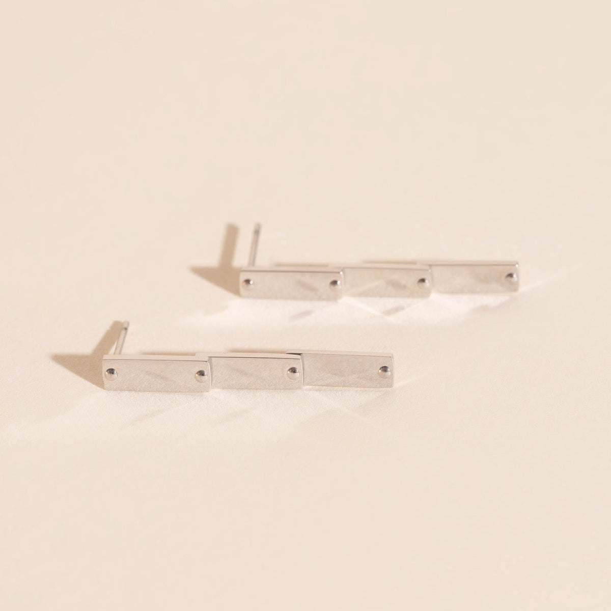 Flat Hammered Bar Stud Earrings