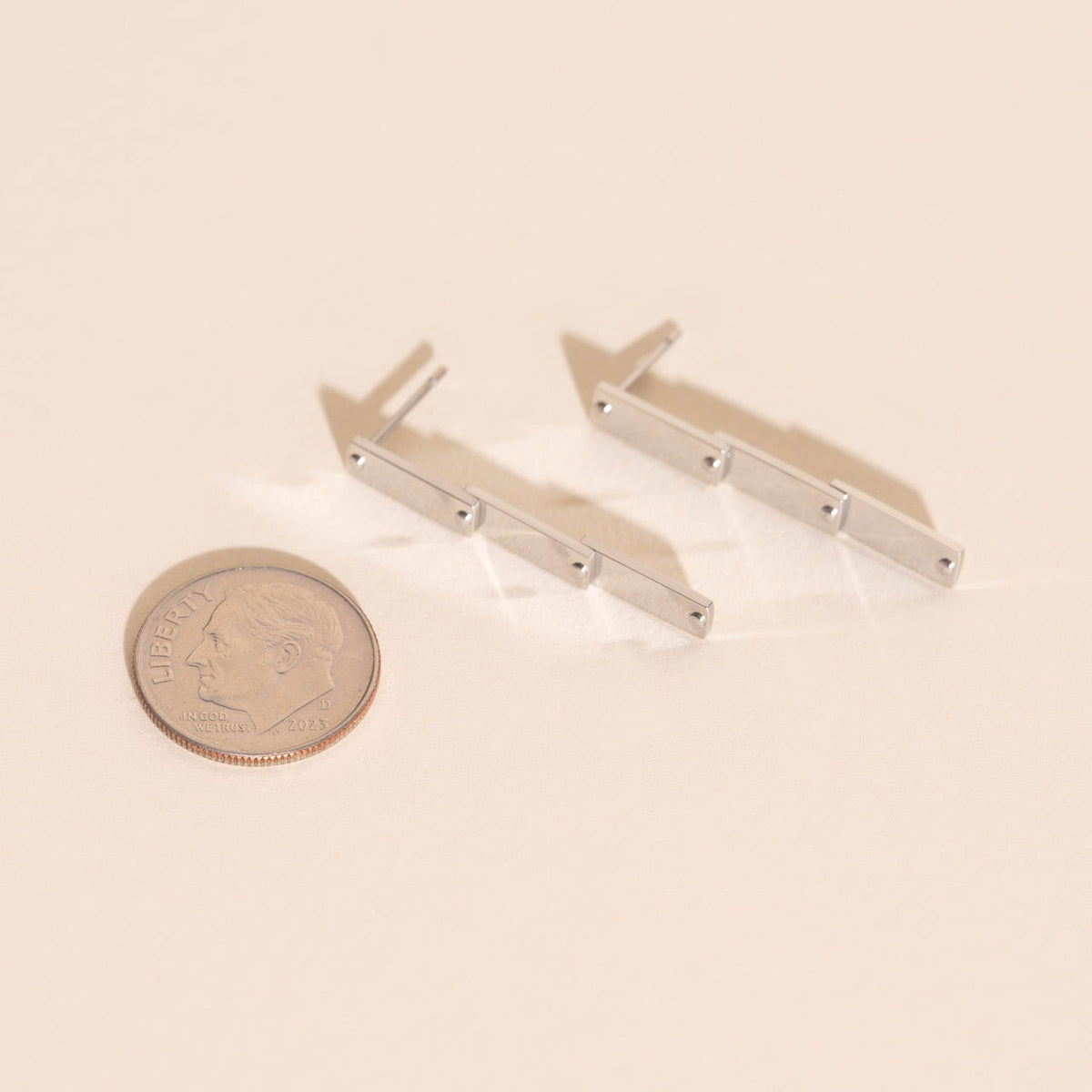 Flat Hammered Bar Stud Earrings