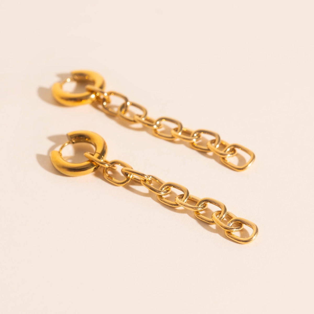 Long Chain Chunky Huggie Hoop Charms