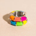 Color Block Chunky Rounded Huggie Hoop Earrings 3
