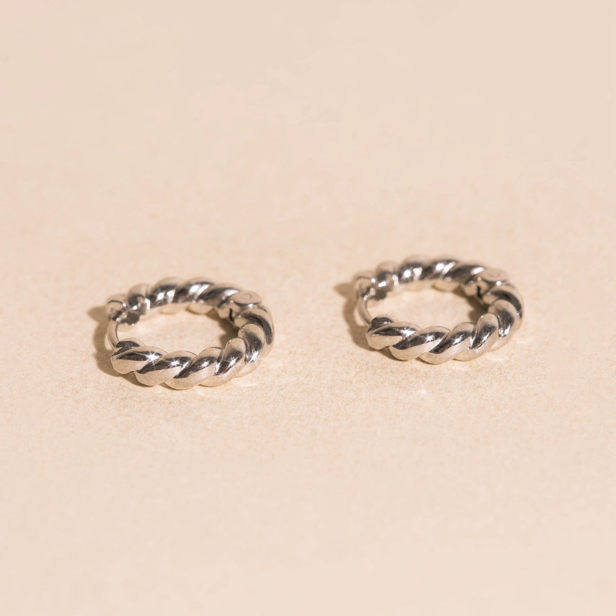 Rope Chunky Rounded Huggie Hoop Earrings