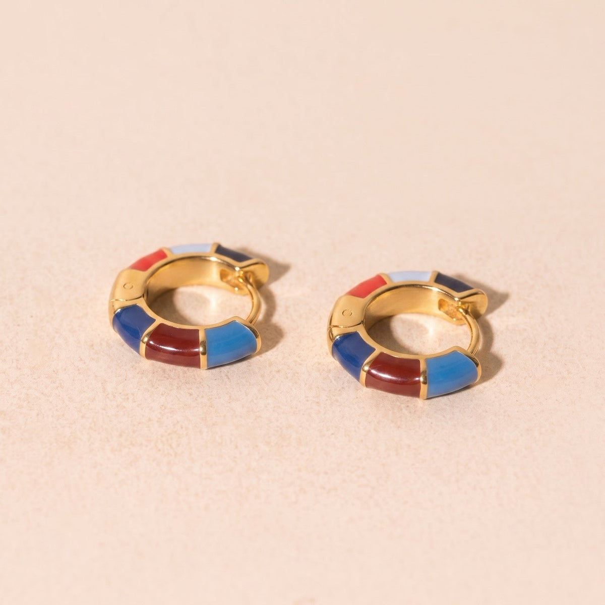 Color Block Chunky Rounded Huggie Hoop Earrings