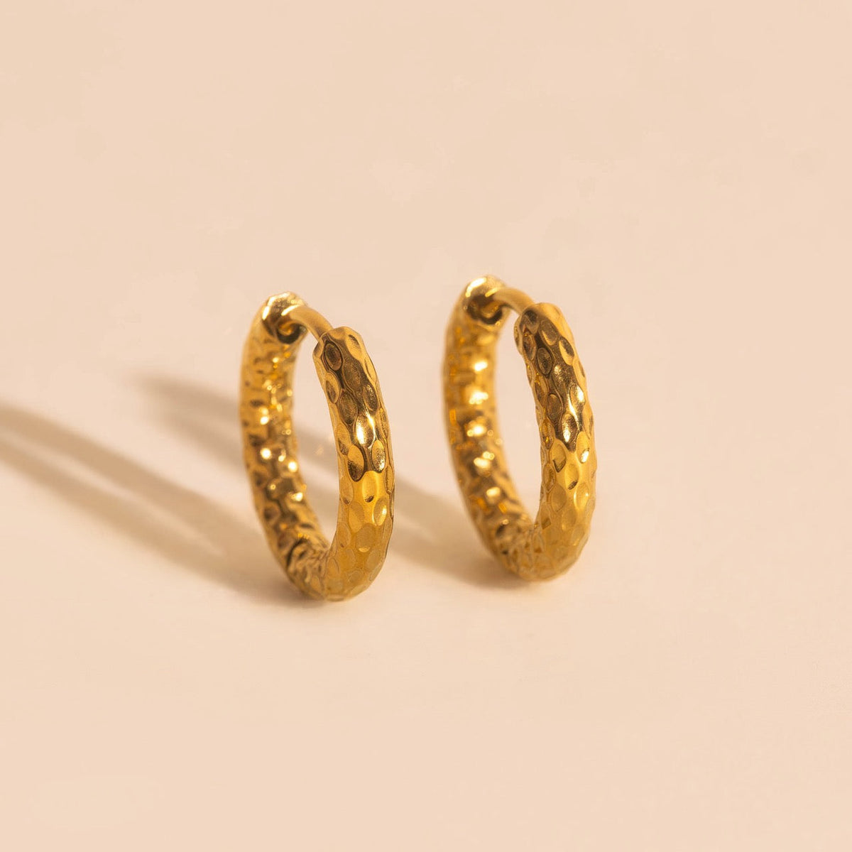 Hammered Rounded Huggie Hoop Earrings