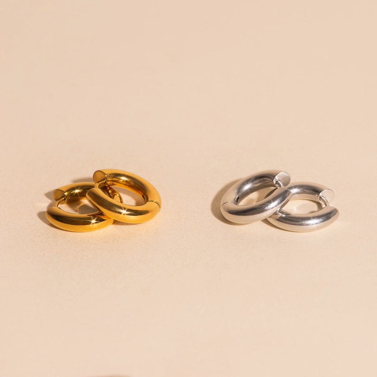 Chunky Rounded Huggie Hoop Earrings
