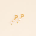 Stacked Natural Pearl Huggie Hoop Charms 3
