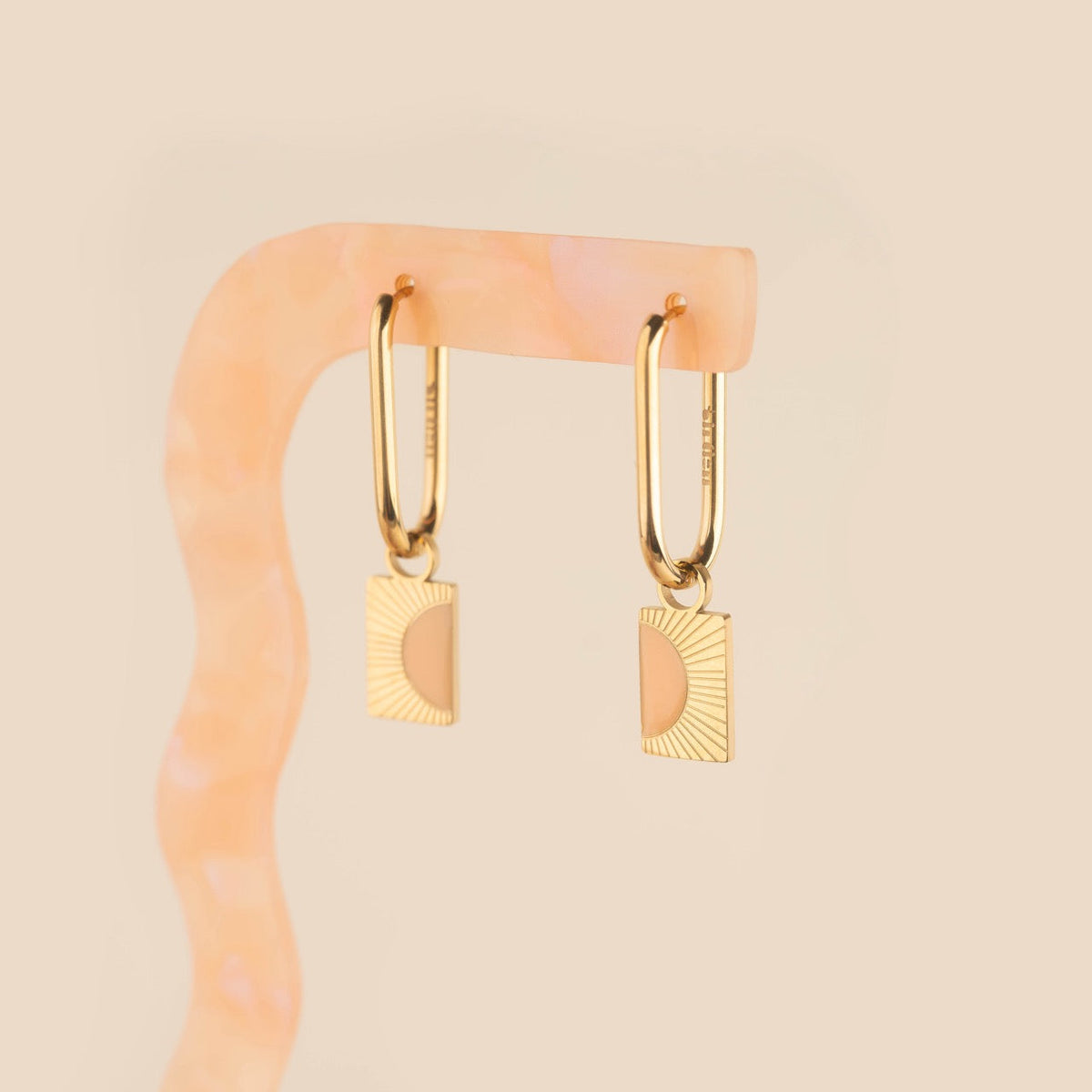 Split Sunburst Huggie Hoop Charms