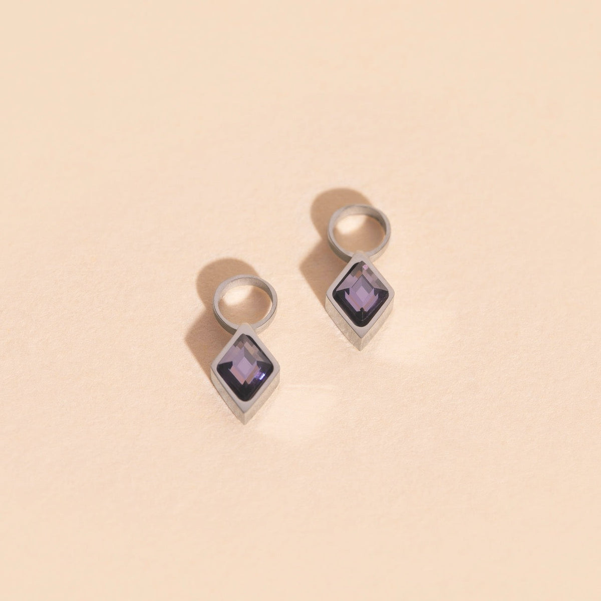 February Birthstone Huggie Hoop Charms